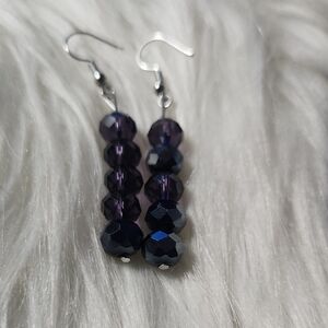 Hand Crafted Purple and Blue Dangle Earrings